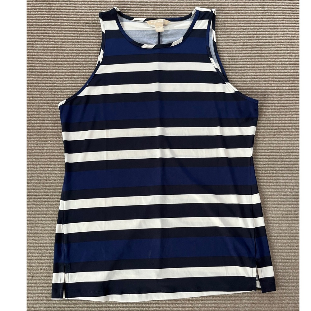 Banana Republic Womens Striped Sleeveless Knit Top Mythic Blue Navy White M